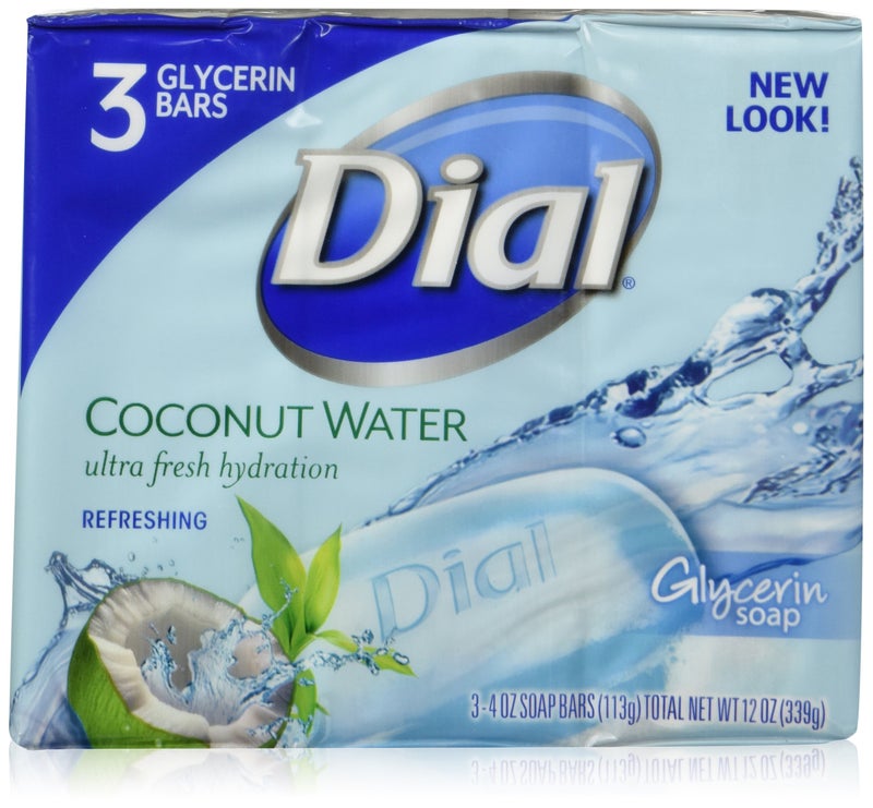 Dial Skin Care Bar Soap, Coconut Water, 4 Ounce (Pack of 3) - Image 1